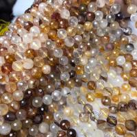 Gemstone smykker perler, Natursten, poleret, folk stil & du kan DIY, gul, 8mm, Solgt Per Ca. 38-40 cm Strand