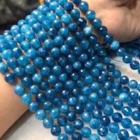 Gemstone Jewelry Beads Apatites polished folk style & DIY dark blue 8mm Sold Per Approx 38-40 cm Strand