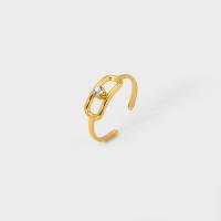 Zirkonia Edelstahl-Finger- Ring, 304 Edelstahl, 18K vergoldet, Modeschmuck & Micro pave Zirkonia & für Frau, goldfarben, 1.7x0.68cm, verkauft von PC