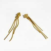 Edelstahl Ohrringe, 316 L Edelstahl, 18K vergoldet, Modeschmuck & verschiedene Stile für Wahl & für Frau, goldfarben, 88x13mm, verkauft von Paar