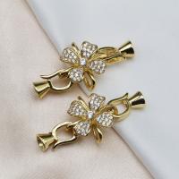 Brass Jewelry Clasps Four Leaf Clover high quality plated DIY & micro pave cubic zirconia golden nickel lead & cadmium free 5mm Sold By PC