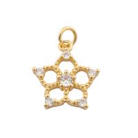 Cubic Zirconia Micro Pave Brass Pendant, Star, gold color plated, fashion jewelry & DIY & micro pave cubic zirconia, golden, 20x15x3mm, Hole:Approx 2mm, Sold By PC
