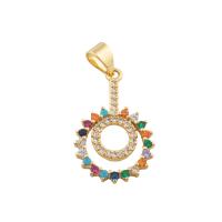 Cubic Zirconia Micro Pave Brass Pendant gold color plated fashion jewelry & DIY & micro pave cubic zirconia multi-colored Approx 2mm Sold By PC