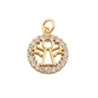 Cubic Zirconia Micro Pave Brass Pendant Round gold color plated fashion jewelry & DIY & micro pave cubic zirconia golden Approx 2mm Sold By PC