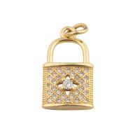 Cubic Zirconia Micro Pave Brass Pendant Lock gold color plated fashion jewelry & DIY & micro pave cubic zirconia golden Approx 2mm Sold By PC