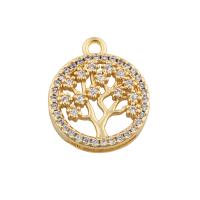 Cubic Zirconia Micro Pave Brass Pendant Round gold color plated fashion jewelry & DIY & micro pave cubic zirconia golden Approx 0.7mm Sold By PC