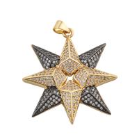 Cubic Zirconia Micro Pave Brass Pendant, gold color plated, fashion jewelry & DIY & micro pave cubic zirconia, two different colored, 39x31x5mm, Hole:Approx 3mm, Sold By PC