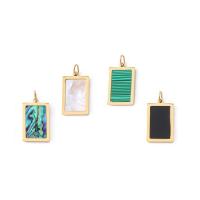 Stainless Steel Pendants 316L Stainless Steel with Gemstone & Shell Rectangle Vacuum Ion Plating dyed & DIY nickel lead & cadmium free Sold By PC