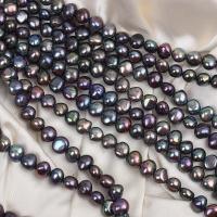 Naturlige ferskvands perle løs perler, Ferskvandsperle, farverig forgyldt, du kan DIY, flerfarvede, 8-9mm, Solgt Per Ca. 35 cm Strand