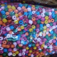 Perles en bois, Rond, DIY, couleurs mélangées, 8-9mm, Vendu par sac