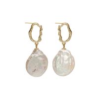 Freshwater Pearl Earrings, gold color plated, fashion jewelry & for woman, white, 16.20x38mm, Sold By Pair