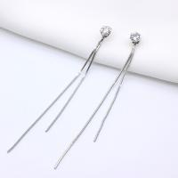 Fashion Fringe Earrings 316L Stainless Steel Vacuum Ion Plating fashion jewelry & for woman & with rhinestone nickel lead & cadmium free Sold By Pair