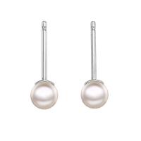 Edelstahl Ohrringe, 316 L Edelstahl, mit Kunststoff Perlen, rund, Modeschmuck & verschiedene Größen vorhanden & für Frau, weiß, frei von Nickel, Blei & Kadmium, verkauft von Paar