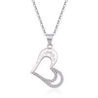 Cubic Zircon Micro Pave 925 Sterling Silver Necklace, with 1.18inch extender chain, Heart, fashion jewelry & different styles for choice & micro pave cubic zirconia & for woman, nickel, lead & cadmium free, 16.5x23.5mm, Length:Approx 16.53 Inch, Sold By PC