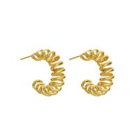 Iron Earring, KC gold color plated, fashion jewelry & for woman, golden, nickel, lead & cadmium free, 39x25mm, Sold By Pair