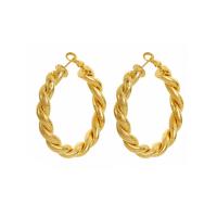 Laiton Anneau d'oreille, plaqué de couleur d'or KC, bijoux de mode & pour femme, doré, protéger l'environnement, sans nickel, plomb et cadmium, 50x57mm, Vendu par paire