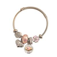 Zinc Alloy Bangle plated & for woman & enamel & with rhinestone nickel lead & cadmium free Inner Approx 55mm Sold By PC