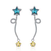 Cubic Zirconia Micro Pave Brass Earring, Star, fashion jewelry & micro pave cubic zirconia & for woman, nickel, lead & cadmium free, 40mm, Sold By Pair