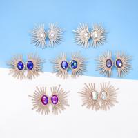 Tibetan Style Stud Earring, fashion jewelry & for woman & with rhinestone, more colors for choice, nickel, lead & cadmium free, 42x60mm, Sold By Pair
