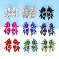 Tibetan Style Stud Earring, fashion jewelry & for woman & with rhinestone, more colors for choice, nickel, lead & cadmium free, 26x46mm, Sold By Pair