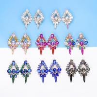 Tibetan Style Stud Earring, fashion jewelry & for woman & with rhinestone, more colors for choice, nickel, lead & cadmium free, 38x68mm, Sold By Pair