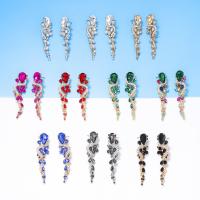 Tibetan Style Drop Earrings, with Acrylic, fashion jewelry & for woman & with rhinestone, more colors for choice, nickel, lead & cadmium free, 17x62mm, Sold By Pair