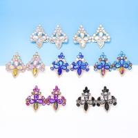 Tibetan Style Stud Earring, fashion jewelry & for woman & with rhinestone, more colors for choice, nickel, lead & cadmium free, 42x55mm, Sold By Pair