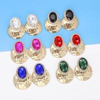 Tibetan Style Stud Earring, fashion jewelry & for woman & with rhinestone, more colors for choice, nickel, lead & cadmium free, 40x50mm, Sold By Pair