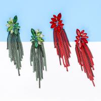 Fashion Fringe Earrings Zinc Alloy fashion jewelry & for woman & with rhinestone nickel lead & cadmium free Sold By Pair