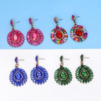 Tibetan Style Drop Earrings, fashion jewelry & for woman & with rhinestone, more colors for choice, nickel, lead & cadmium free, 28x47mm, Sold By Pair