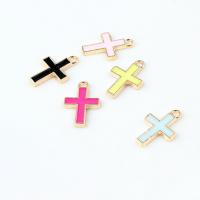 Tibetan Style Enamel Pendants, Cross, KC gold color plated, DIY, more colors for choice, nickel, lead & cadmium free, 11x16mm, Approx 500PCs/Bag, Sold By Bag