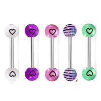 Stainless Steel Tongue Ring, 304 Stainless Steel, with Acrylic, fashion jewelry & Unisex, more colors for choice, 1.60x16x6mm, Sold By PC