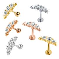 Stainless Steel Ear Piercing Jewelry, 304 Stainless Steel, Vacuum Ion Plating, fashion jewelry & Unisex & different size for choice & micro pave cubic zirconia, more colors for choice, Sold By PC