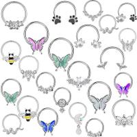 Stainless Steel Nose Piercing Jewelry, 304 Stainless Steel, Vacuum Ion Plating, fashion jewelry & Unisex & different styles for choice & micro pave cubic zirconia, more colors for choice, 1.20x8mm, Sold By Set