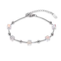 Stainless Steel Jewelry Bracelet 304 Stainless Steel with Clear Quartz Cube Vacuum Ion Plating fashion jewelry & for woman Length Approx 23.5 cm Sold By PC