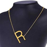 Stainless Steel Jewelry Necklace, 304 Stainless Steel, Alphabet Letter, Vacuum Ion Plating, fashion jewelry & letters are from A to Z & for woman, golden, 40x2mm, Length:Approx 50 cm, Sold By PC