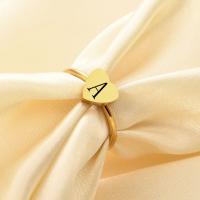 Titanium Steel Finger Ring Heart gold color plated fashion jewelry & for woman 7mm Sold By PC