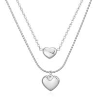 Multi Layer Necklace Titanium Steel Heart plated Double Layer & fashion jewelry & for woman Sold By PC