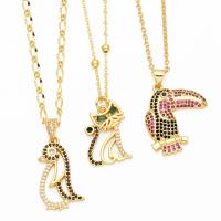 Cubic Zircon Micro Pave Brass Necklace with 5cm extender chain Animal plated fashion jewelry & micro pave cubic zirconia nickel lead & cadmium free Length 45 cm Sold By PC