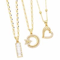 Cubic Zircon Micro Pave Brass Necklace with 5cm extender chain plated fashion jewelry & micro pave cubic zirconia nickel lead & cadmium free Length 45 cm Sold By PC