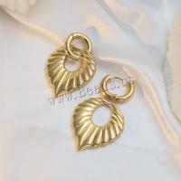 Titanium Steel  Earring Leaf plated fashion jewelry & for woman gold nickel lead & cadmium free Sold By Pair