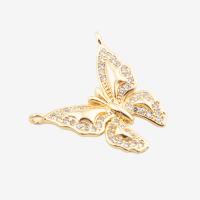 Cubic Zirconia Micro Pave Brass Connector Butterfly high quality plated DIY & micro pave cubic zirconia gold Approx 1.5mm Sold By PC