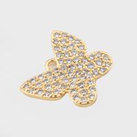 Cubic Zirconia Micro Pave Brass Pendant, Butterfly, high quality plated, DIY & micro pave cubic zirconia, gold, 15x16x3mm, Hole:Approx 2mm, Sold By PC