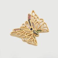 Cubic Zirconia Micro Pave Brass Pendant, Butterfly, high quality plated, DIY & micro pave cubic zirconia, gold, 21.50x28x5.50mm, Hole:Approx 2mm, Sold By PC