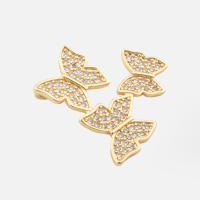 Cubic Zirconia Micro Pave Brass Pendant, Butterfly, high quality plated, DIY & micro pave cubic zirconia, gold, 21x21x5mm, Hole:Approx 2mm, Sold By PC