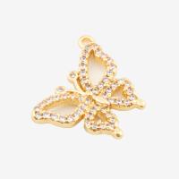 Cubic Zirconia Micro Pave Brass Pendant, Butterfly, high quality plated, DIY & micro pave cubic zirconia, gold, 17.50x14.50x2mm, Hole:Approx 1.5mm, Sold By PC