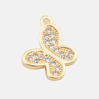 Cubic Zirconia Micro Pave Brass Pendant, Butterfly, high quality plated, DIY & micro pave cubic zirconia, gold, 12x10.50x2mm, Hole:Approx 1mm, Sold By PC