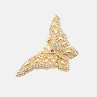 Cubic Zirconia Micro Pave Brass Pendant, Butterfly, high quality plated, DIY & different styles for choice & micro pave cubic zirconia, gold, 20.50x40x5mm, Hole:Approx 2mm, Sold By PC
