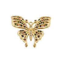 Cubic Zirconia Micro Pave Brass Pendant, Butterfly, high quality plated, DIY & different styles for choice & micro pave cubic zirconia, gold, 32x27.50x3.50mm, Hole:Approx 2mm, Sold By PC
