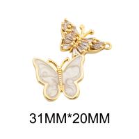 Cubic Zirconia Micro Pave Brass Pendant, Butterfly, high quality plated, DIY & micro pave cubic zirconia, more colors for choice, 31x20x3.50mm, Hole:Approx 2mm, Sold By PC